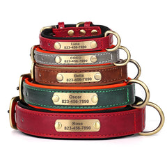 Custom ID Name Dog Collar PU Leather Dogs Collars Adjustable Pet Necklace Padded for Small Medium Large Dogs Pug Free Engraving