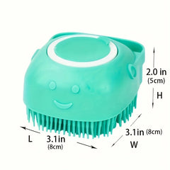 Pet Bath Brush with Soap and Shampoo Dispenser Soft Silicone Bristles Bath Brush Suitable for All Dogs Cats Shower