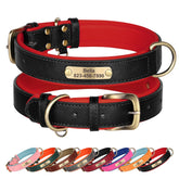 Custom ID Name Dog Collar PU Leather Dogs Collars Adjustable Pet Necklace Padded for Small Medium Large Dogs Pug Free Engraving