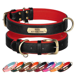 Custom ID Name Dog Collar PU Leather Dogs Collars Adjustable Pet Necklace Padded for Small Medium Large Dogs Pug Free Engraving