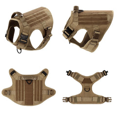 Large Dog Harness Collar Leash Molle Pouches Pet German Shepherd Malinois Training Walking Vest Dog Harnesses For Medium Dogs