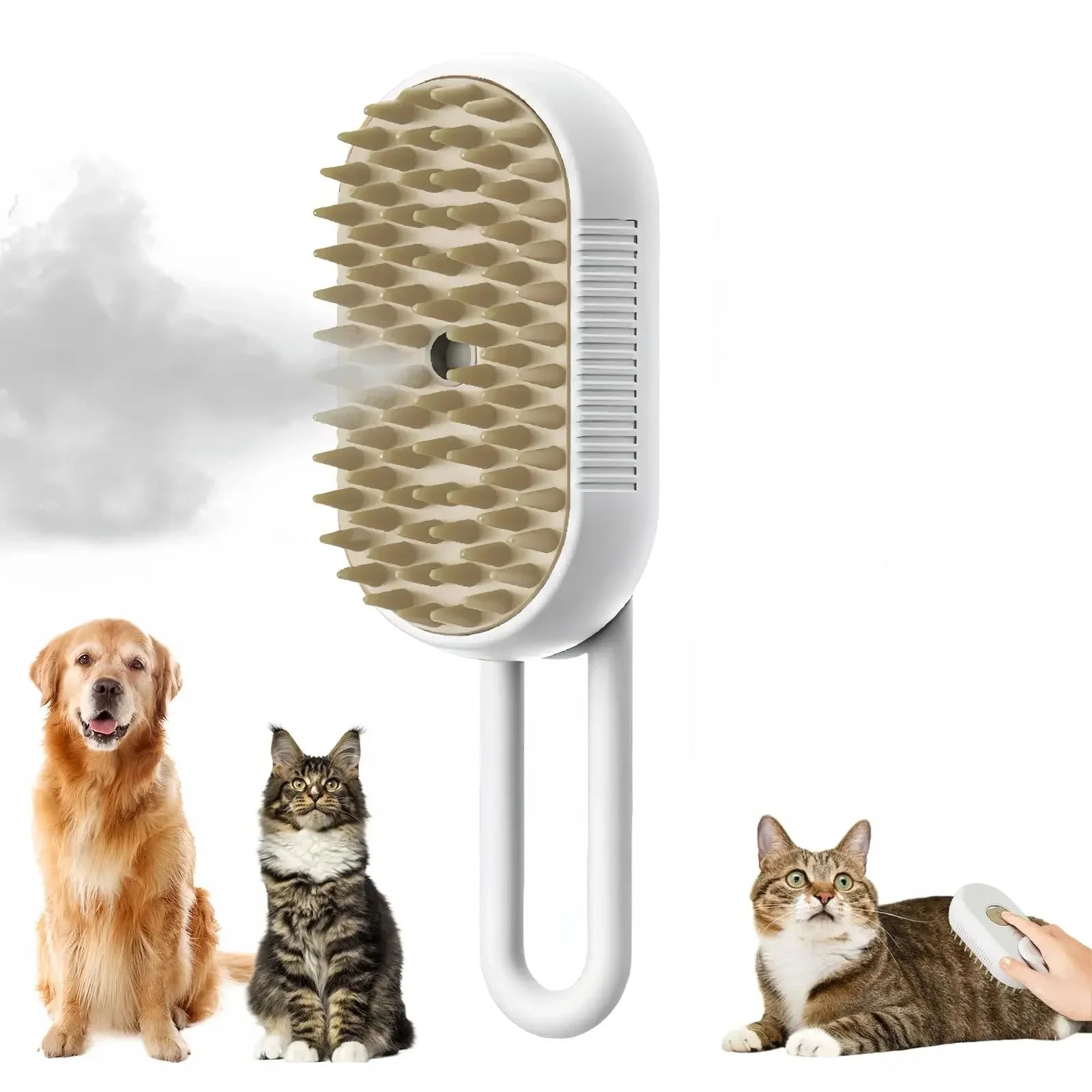 Cat Dog Pet Spray Massage Brush 3 in 1 One Button Steam Spray Folding Rotatable Floating Hair Bath Hair Removal Brush Comb Comb