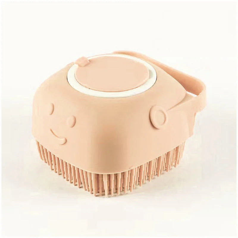 Pet Bath Brush with Soap and Shampoo Dispenser Soft Silicone Bristles Bath Brush Suitable for All Dogs Cats Shower