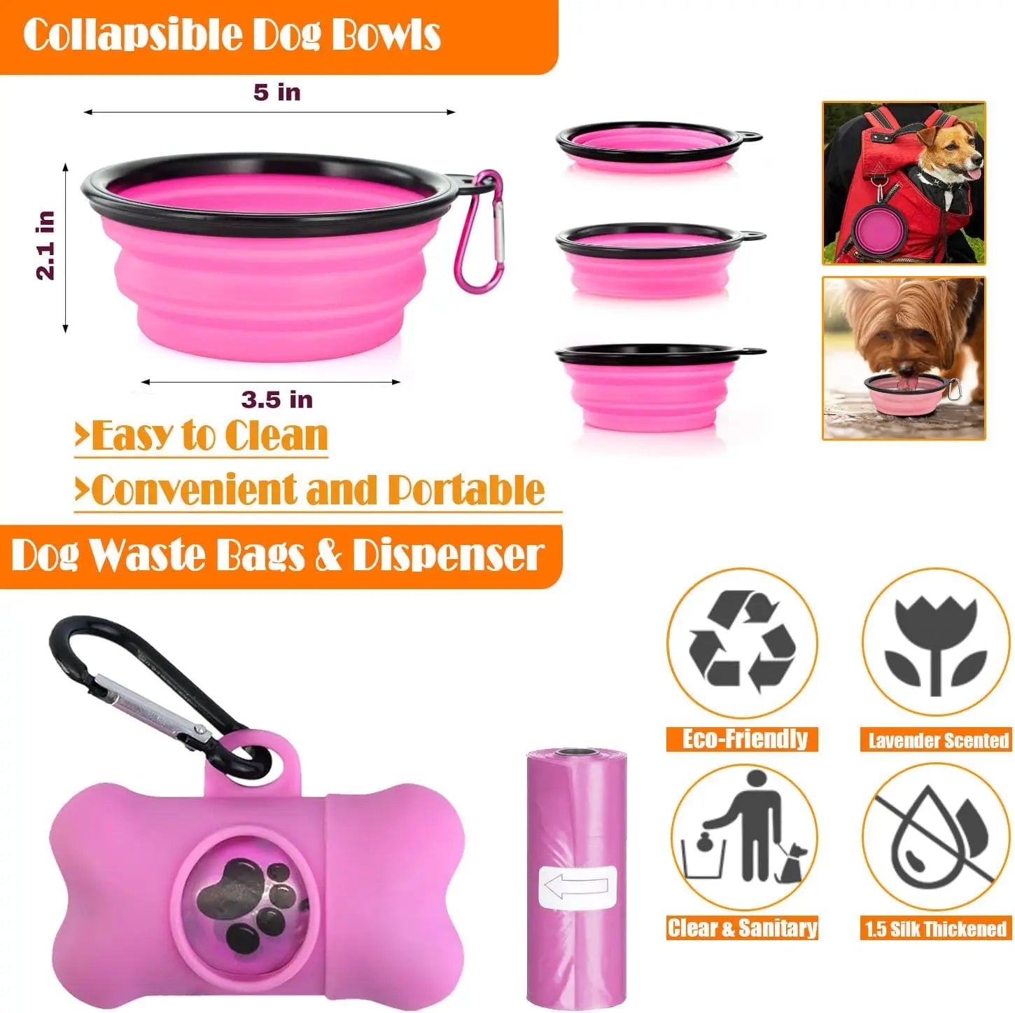 No Pull Dog Harness, Collar & Leash Set | Includes Dog Seat Belt, Collapsible Bowls & Poop Bag Dispenser. Ideal for Training,